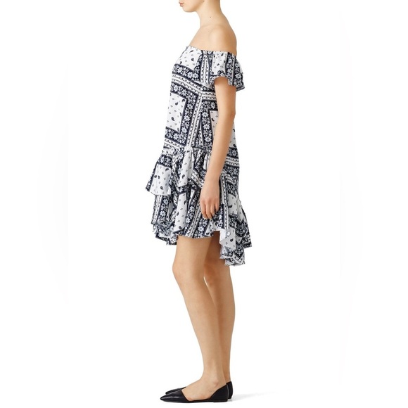 New! Cinq a Sept Minella Bandana-Print Patchwork Ruffle Dress 💙 size 4 - Picture 7 of 13